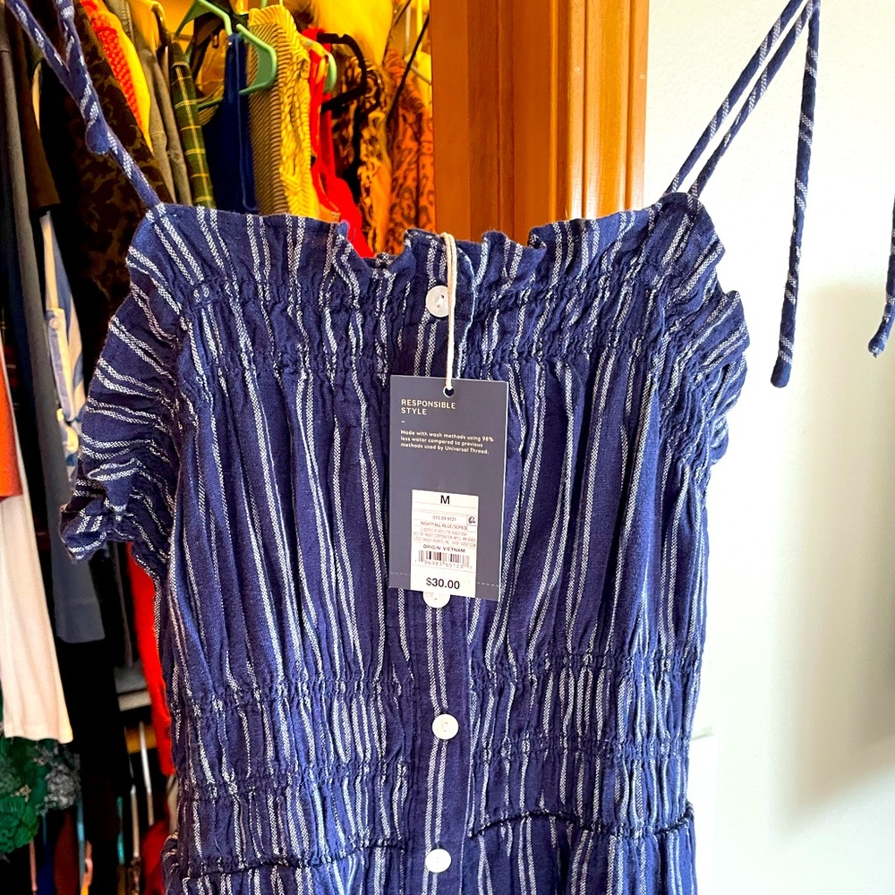 Universal Thread Medium Blue and White Striped midi dress